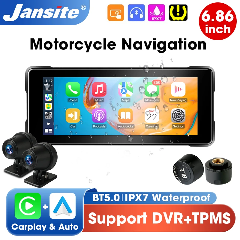 6.86 inch Motorcycle GPS Navigation Support DVR+TPMS Wireless Carplay Android Auto BT5.0 IPS Touch Screen IPX7 Waterproof
6.86 inch Motorcycle GPS Navigation Support DVR+TPMS Wireless Carplay Android Auto BT5.0 IPS Touch Screen IPX7 Waterproof