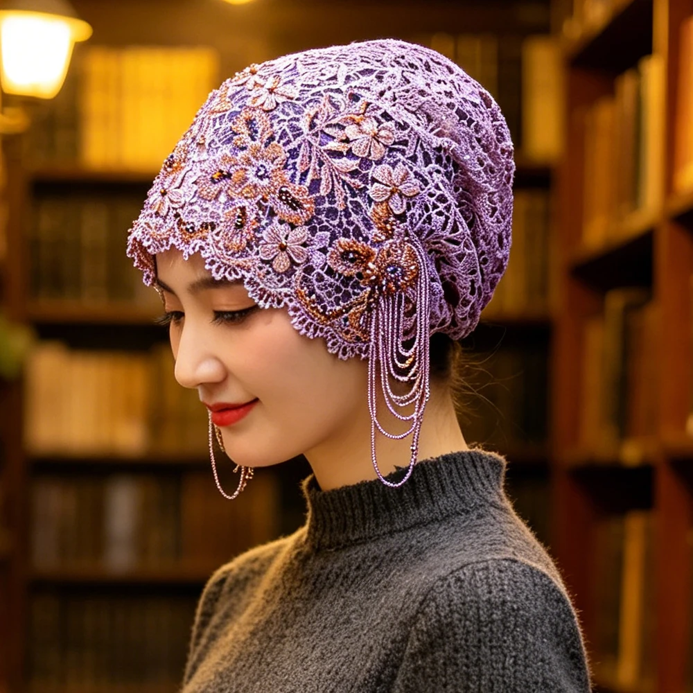 Luxury Embroidery Hijab Muslim Cap Bonnet Lace Beanies Beads Long Tassel Headscarf Women Wedding Party Head Wrap Turbante Mujer
Luxury Embroidery Hijab Muslim Cap Bonnet Lace Beanies Beads Long Tassel Headscarf Women Wedding Party Head Wrap Turbante Mujer