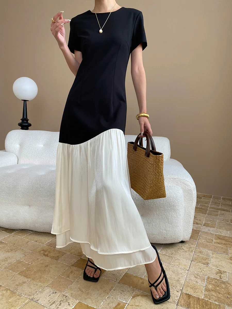 Elegant Patchwork Big Swing Dresses Spring Women Irregular Short Sleeved Long Dress Summer High Waist Zipper Knee Length Dress
Elegant Patchwork Big Swing Dresses Spring Women Irregular Short Sleeved Long Dress Summer High Waist Zipper Knee Length Dress