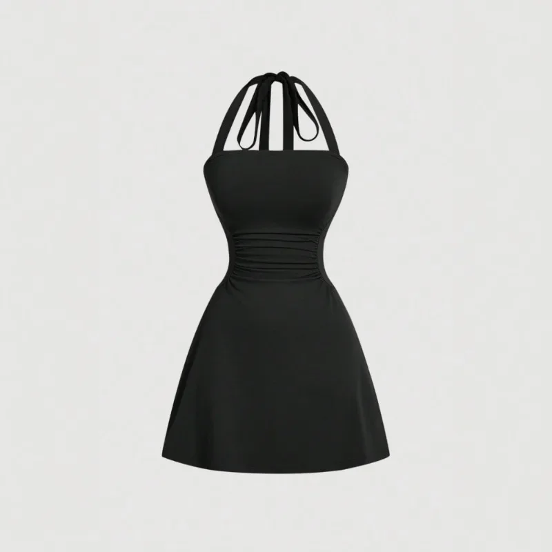 Halter Dress Female New Autumn Spice Girl Pleated Fashion Waist Show Thin Short Dresses Trend for Women Club Mini Dress Vestidos
Halter Dress Female New Autumn Spice Girl Pleated Fashion Waist Show Thin Short Dresses Trend for Women Club Mini Dress Vestidos