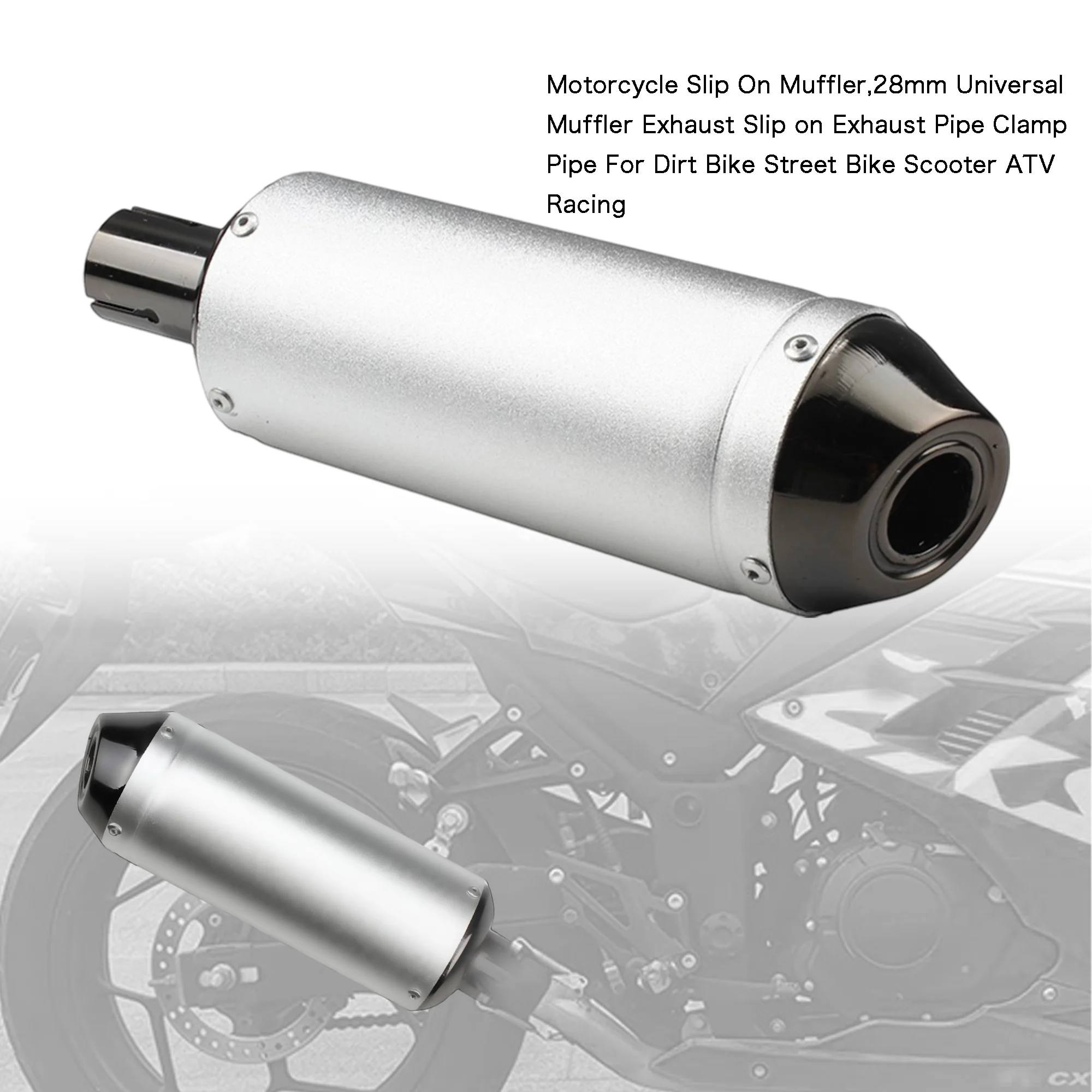 Мотоциклетная выхлопная труба 28 мм, глушитель, наконечник трубы для 125cc 150cc 160cc ATV Quad Dirtbike, скутер, мопед, мотокросс, модифицированный 
Мотоциклетная выхлопная труба 28 мм, глушитель, наконечник трубы для 125cc 150cc 160cc ATV Quad Dirtbike, скутер, мопед, мотокросс, модифицированный