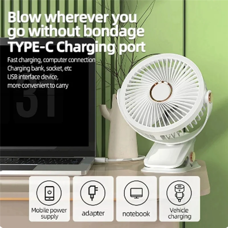 ABRB-USB Rechargeable Fan Dormitory Clip-On Type Portable Mini Desk Fan 360 Degree Rotation Adjustable Fan With LED Light
ABRB-USB Rechargeable Fan Dormitory Clip-On Type Portable Mini Desk Fan 360 Degree Rotation Adjustable Fan With LED Light