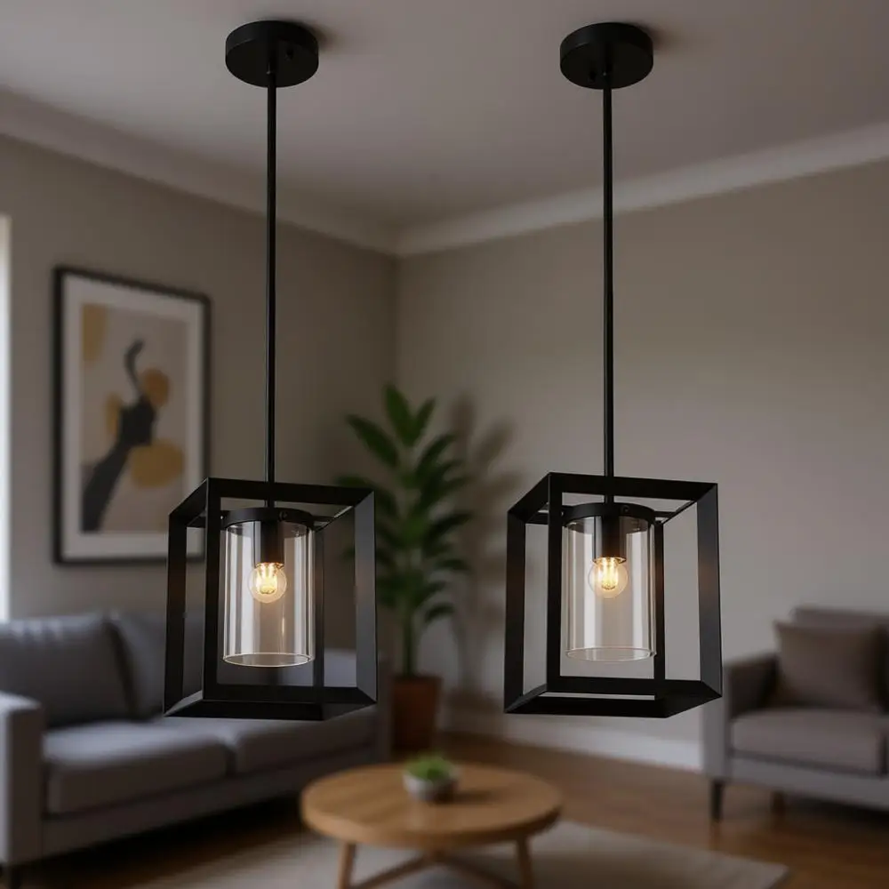 Черные подвесные светильники (2 шт.), с прозрачным стеклянным плафоном, в индустриальном стиле, для кухонного острова, гостиной, спальни и прихожей
Черные подвесные светильники (2 шт.), с прозрачным стеклянным плафоном, в индустриальном стиле, для кухонного острова, гостиной, спальни и прихожей