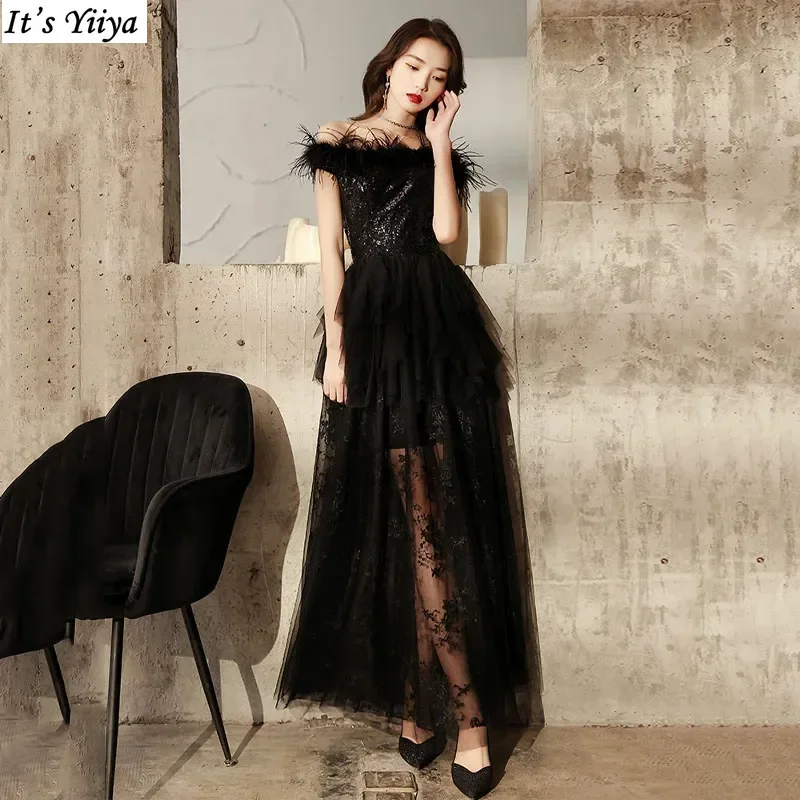 It's Yiiya Customized Evening Dress Black Feather Lace Off the Shoulder A-Line Ankle-Length Plus size Woman Formal Party Gowns
It's Yiiya Customized Evening Dress Black Feather Lace Off the Shoulder A-Line Ankle-Length Plus size Woman Formal Party Gowns
