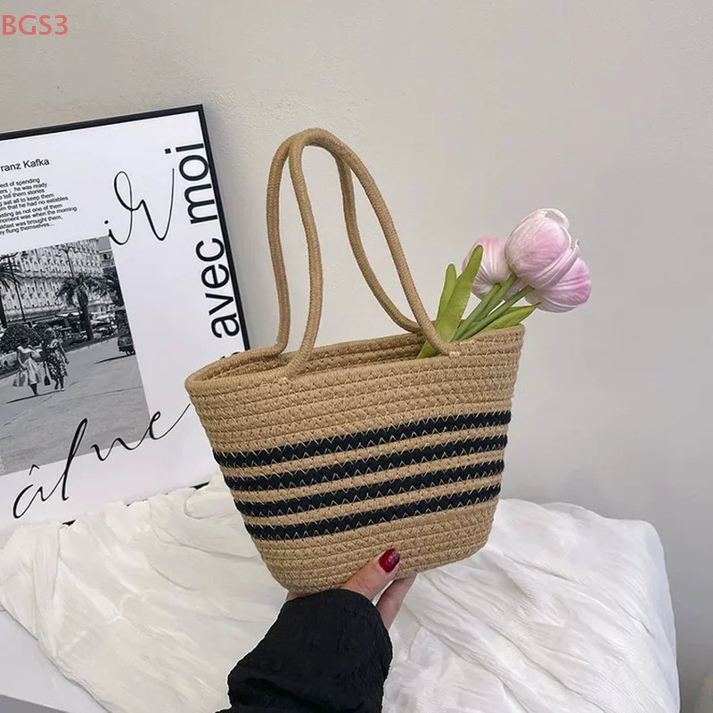 Striped Design Straw Tote Bag Large Capacity Beach Boho Style Handbag Fulfilment Shopping Bag Handbags For Women
Striped Design Straw Tote Bag Large Capacity Beach Boho Style Handbag Fulfilment Shopping Bag Handbags For Women