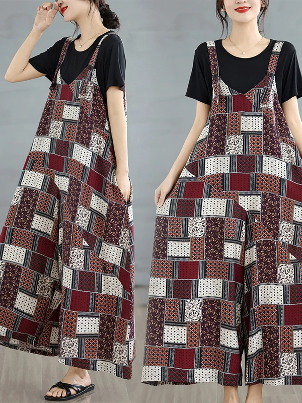 Loose Casual V-Neck Overalls Women Summer Retro Slimming Wide Leg Jumpsuit Plaid Pattern Thin Polyester Natural Waist
Loose Casual V-Neck Overalls Women Summer Retro Slimming Wide Leg Jumpsuit Plaid Pattern Thin Polyester Natural Waist