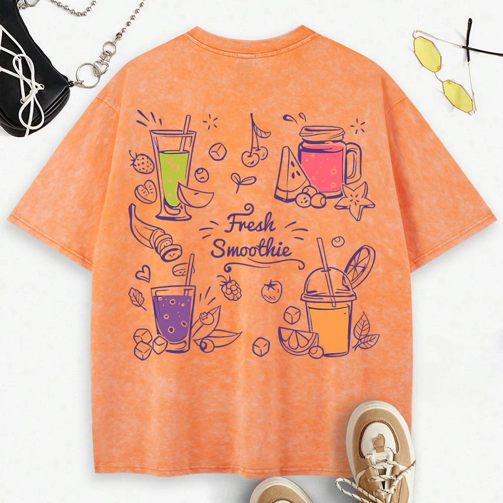 Delicious Fresh Smoothie Pattern Washed T-Shirt Women Cotton All-Match Clothes Y2K Loose T Shirts Soft Crewneck Streetwear
Delicious Fresh Smoothie Pattern Washed T-Shirt Women Cotton All-Match Clothes Y2K Loose T Shirts Soft Crewneck Streetwear