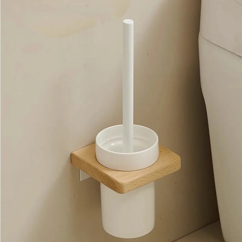 Wall Mount Toilet Brush Holder with Beech Wood Base, Ceramic Hollow Drain Cup Bathroom Toilet Cleaning Brush Set for Restroom
Wall Mount Toilet Brush Holder with Beech Wood Base, Ceramic Hollow Drain Cup Bathroom Toilet Cleaning Brush Set for Restroom