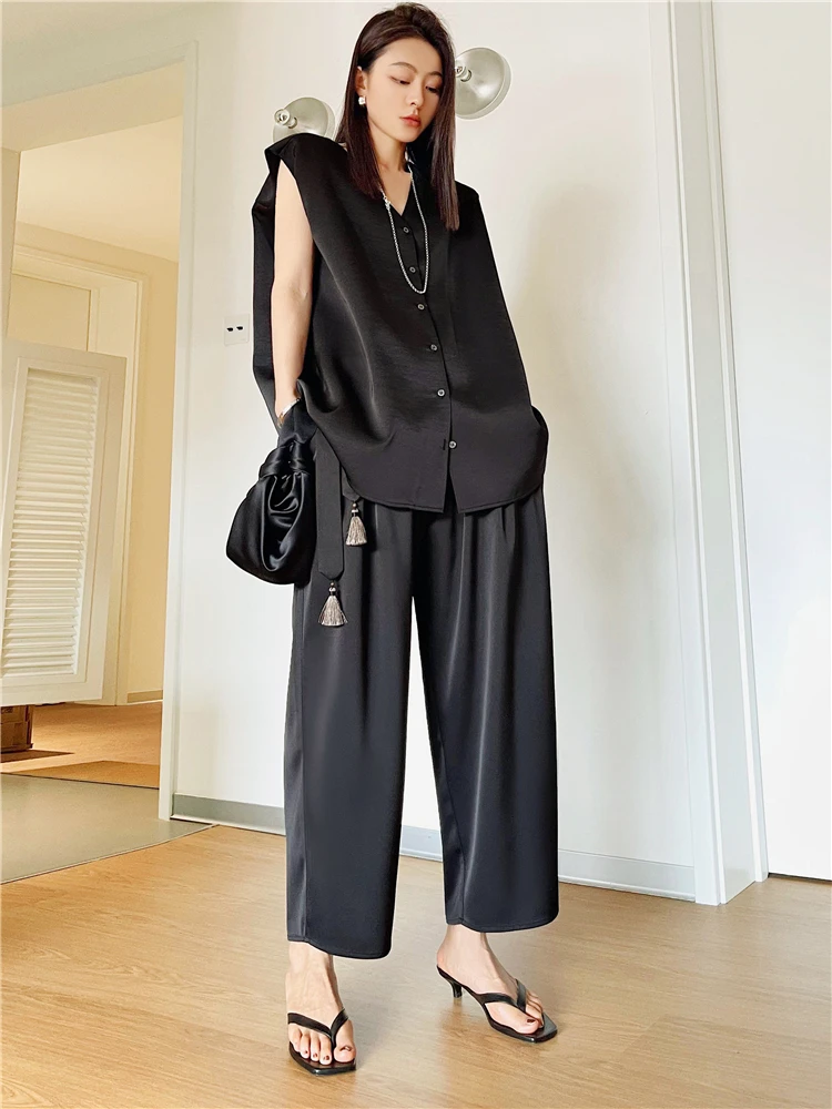 High Waist Draped Tassel Pants Women's Summer Thin Bla Straight Leg Nine Crop Polyester Fiber Casual Trousers
High Waist Draped Tassel Pants Women's Summer Thin Bla Straight Leg Nine Crop Polyester Fiber Casual Trousers