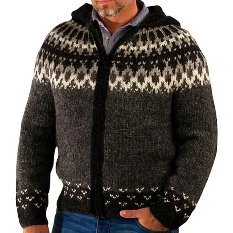 2025 New Men's Hooded Sweater Coats Autumn Winter Casual Zipper Cardigan Jacquard Hooded Knitwear Long sleeve Cardigan Sweater
2025 New Men's Hooded Sweater Coats Autumn Winter Casual Zipper Cardigan Jacquard Hooded Knitwear Long sleeve Cardigan Sweater