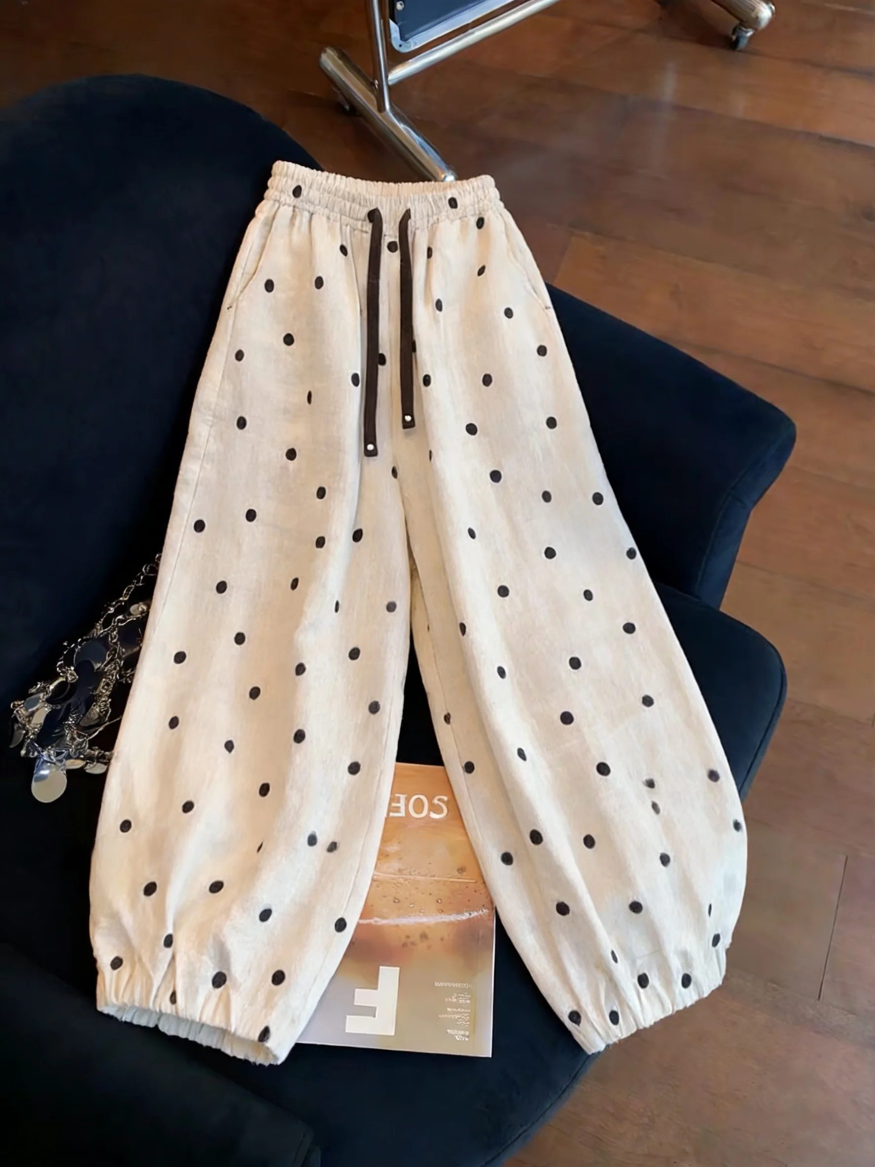 Casual High Waist Polka Dot Elastic Waist Women's Lantern Pants Spring Autumn Versatile Nine Points Lantern Pants
Casual High Waist Polka Dot Elastic Waist Women's Lantern Pants Spring Autumn Versatile Nine Points Lantern Pants