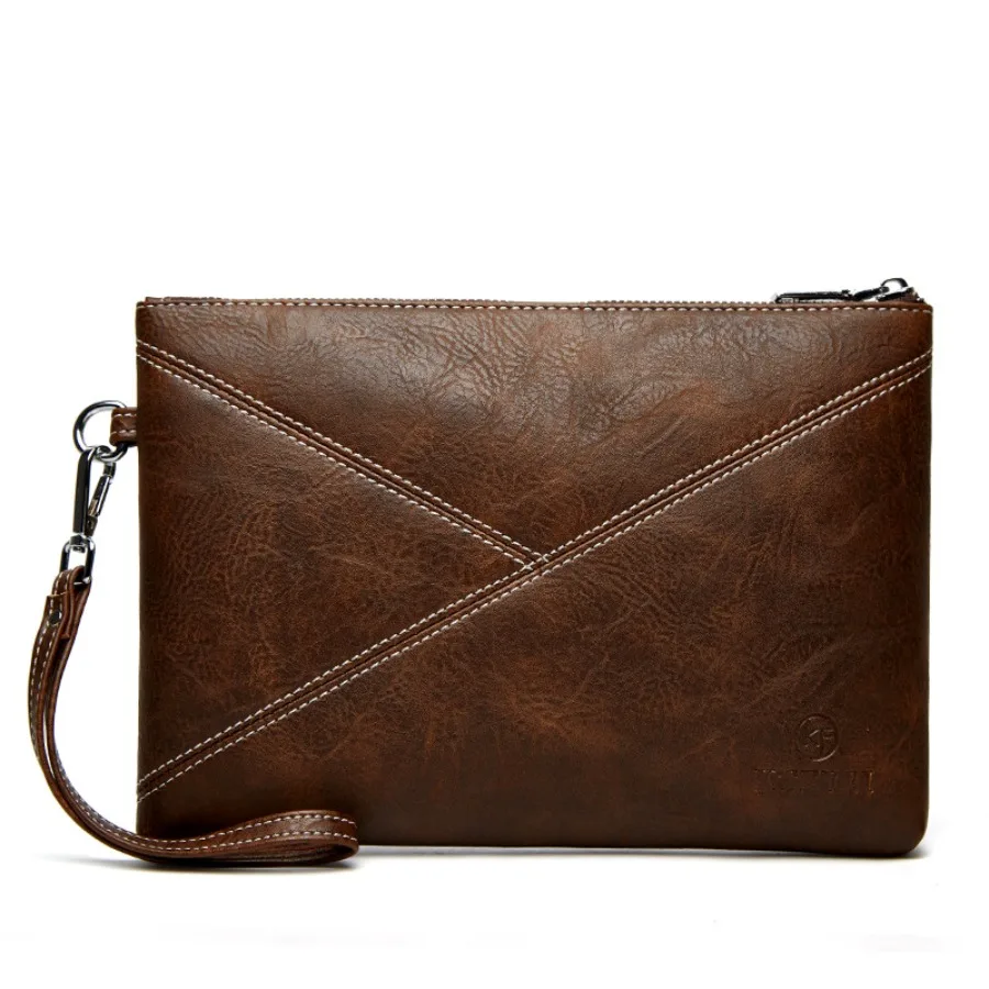 【New Arrival】 Men's Vintage Brown PU Leather Clutch Bag, Large Capacity Envelope Handbag with Wrist Strap, Casual Business Document Pouch
【New Arrival】 Men's Vintage Brown PU Leather Clutch Bag, Large Capacity Envelope Handbag with Wrist Strap, Casual Business Document Pouch