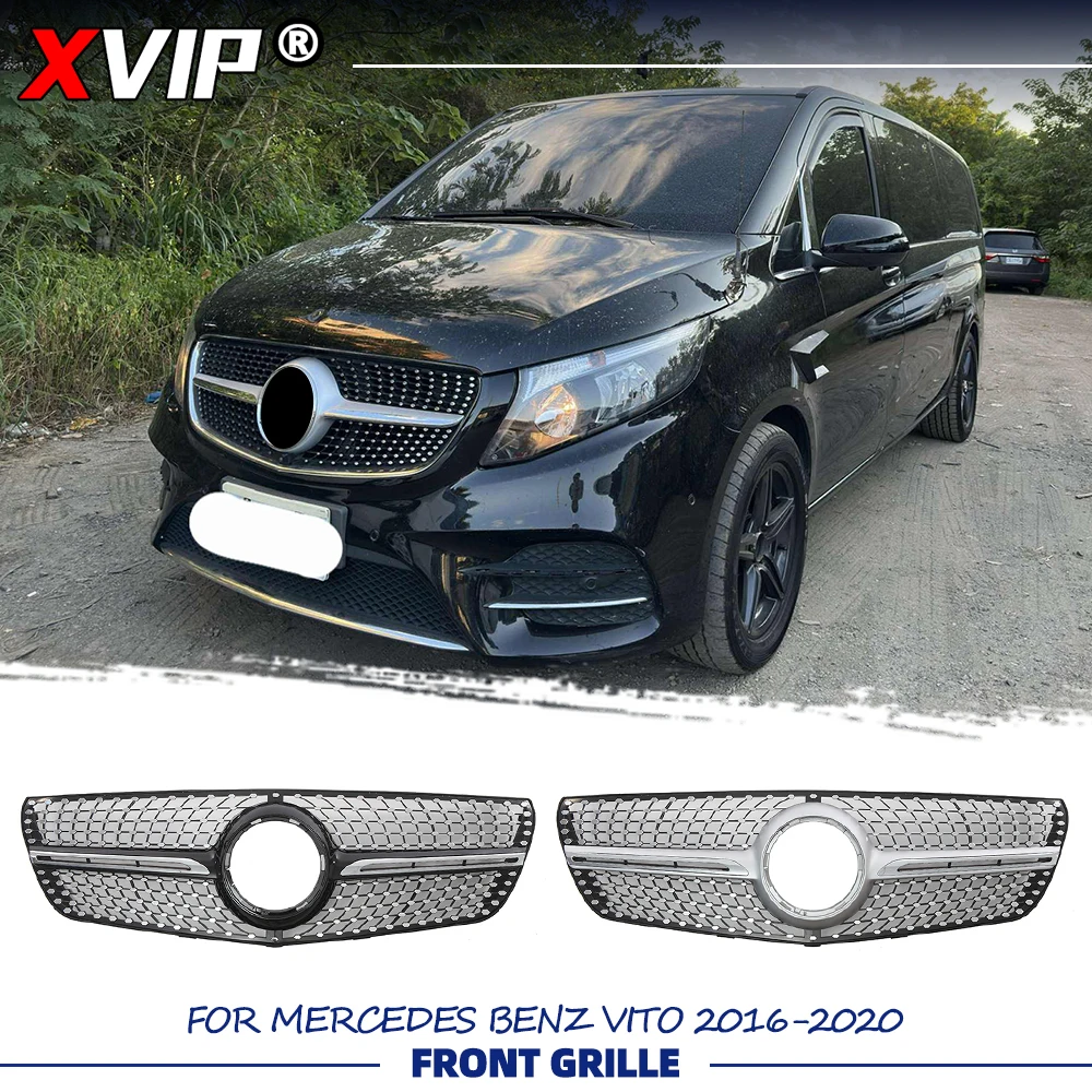 XVIP Chrome Black Diamonds Style Racing Grille Silver Bumper Grille Upper Grille For Mercedes Benz V-Class W447 2016-2020 VITO
XVIP Chrome Black Diamonds Style Racing Grille Silver Bumper Grille Upper Grille For Mercedes Benz V-Class W447 2016-2020 VITO