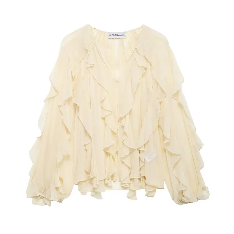 Женская модная однотонная блузка с рюшами, винтажная, с V-образным вырезом, длинными рукавами, шикарная женская рубашка, однотонная, элегантная женская одежда
Женская модная однотонная блузка с рюшами, винтажная, с V-образным вырезом, длинными рукавами, шикарная женская рубашка, однотонная, элегантная женская одежда