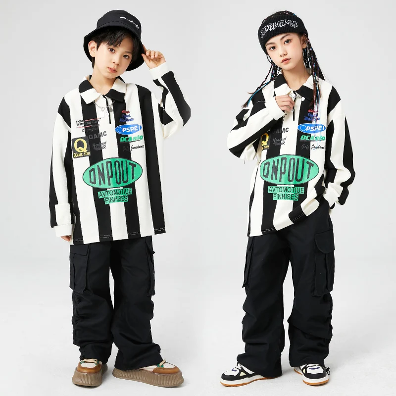 Kids Stage Hip Hop Clothing Stripe Polo Shirt Tops Black Jogger Cargo Pants For Girls Boys Teenager Jazz Dance Costume Clothes
Kids Stage Hip Hop Clothing Stripe Polo Shirt Tops Black Jogger Cargo Pants For Girls Boys Teenager Jazz Dance Costume Clothes