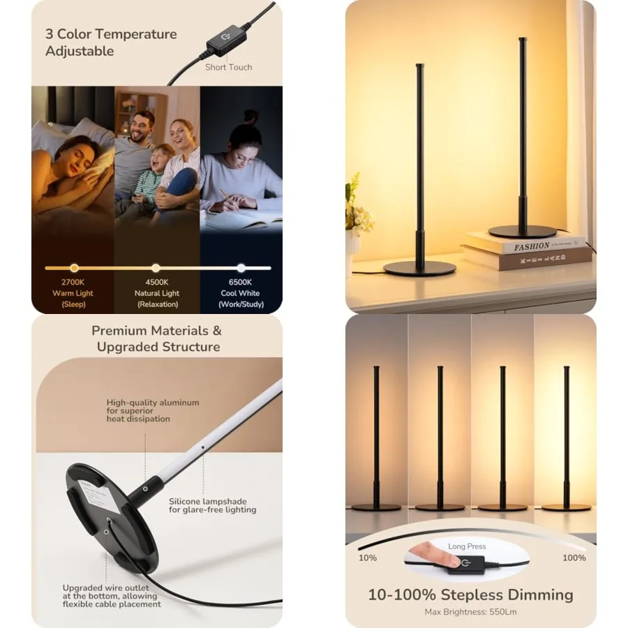 Upgraded LED Table Lamp Set of 2, Stepless Dimmable Bedside Lamps with Metal Finish and 3 Color Temperature, 6W Modern Desk Lam
Upgraded LED Table Lamp Set of 2, Stepless Dimmable Bedside Lamps with Metal Finish and 3 Color Temperature, 6W Modern Desk Lam