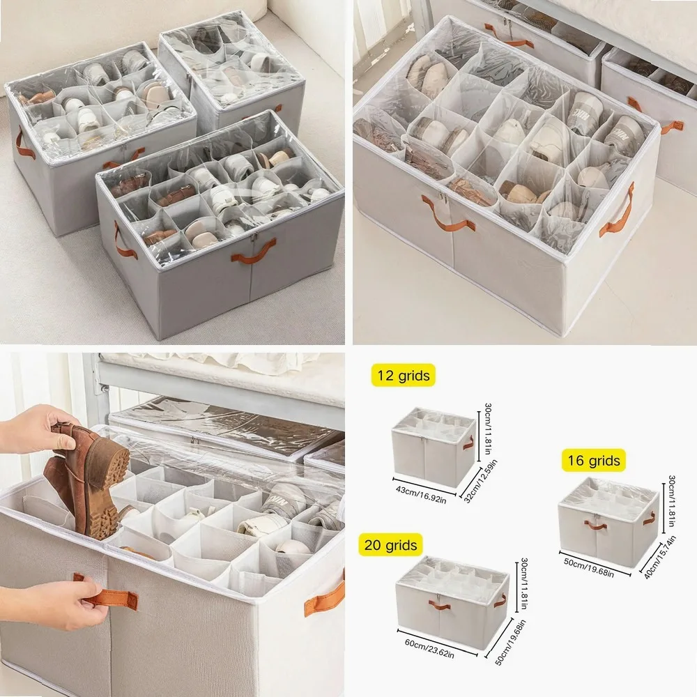 1PC Fabric Visual Shoe Storage Box with 12/16/20 Grids, Compartmentalized Organizer for Sneakers & Slippers, Under-Bed Shoe Rack
1PC Fabric Visual Shoe Storage Box with 12/16/20 Grids, Compartmentalized Organizer for Sneakers & Slippers, Under-Bed Shoe Rack