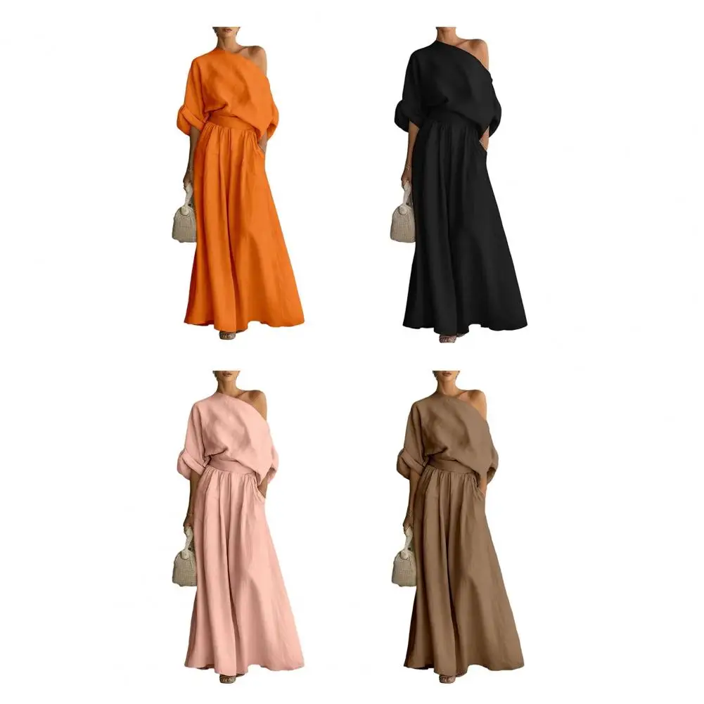Elegant Skew Collar Long Sleeve Top & Casual Pants Set Woman Sexy Hollow Out Solid Suit Outfit Spring Fall Loose Female Clothing
Elegant Skew Collar Long Sleeve Top & Casual Pants Set Woman Sexy Hollow Out Solid Suit Outfit Spring Fall Loose Female Clothing