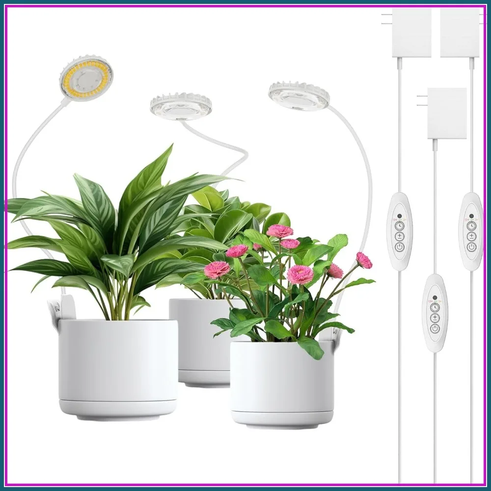 12W Full Spectrum Clip Grow Light for Indoor Plants, 4 Dimmable Levels, 360° Adjustable, Auto On/Off Timer 4/8/12H, 3 Pack
12W Full Spectrum Clip Grow Light for Indoor Plants, 4 Dimmable Levels, 360° Adjustable, Auto On/Off Timer 4/8/12H, 3 Pack