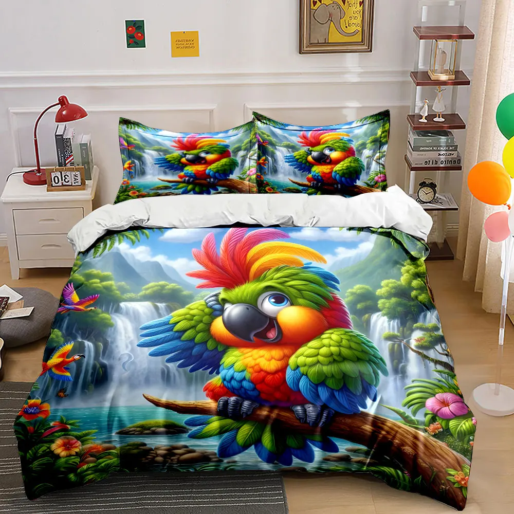 Rainbow Parrot Tropical Rainforest Print Soft Comfortable Duvet Cover Bedding Set Included 1*Duvet Cover 2*Pillowcases
Rainbow Parrot Tropical Rainforest Print Soft Comfortable Duvet Cover Bedding Set Included 1*Duvet Cover 2*Pillowcases