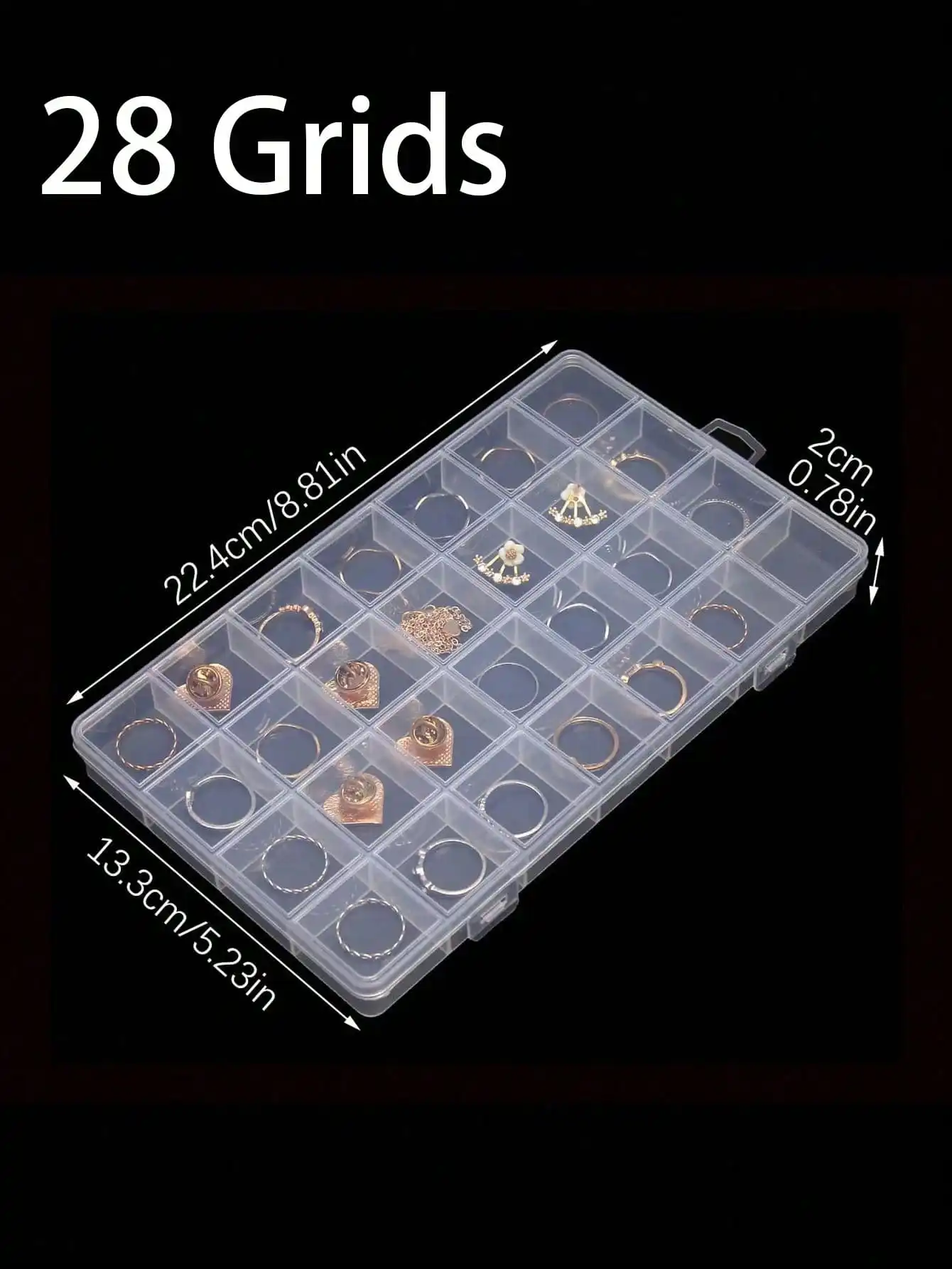 28 Grid Transparent Plastic Jewelry Storage Box For Earrings Rings Nail Art Accessories
28 Grid Transparent Plastic Jewelry Storage Box For Earrings Rings Nail Art Accessories
