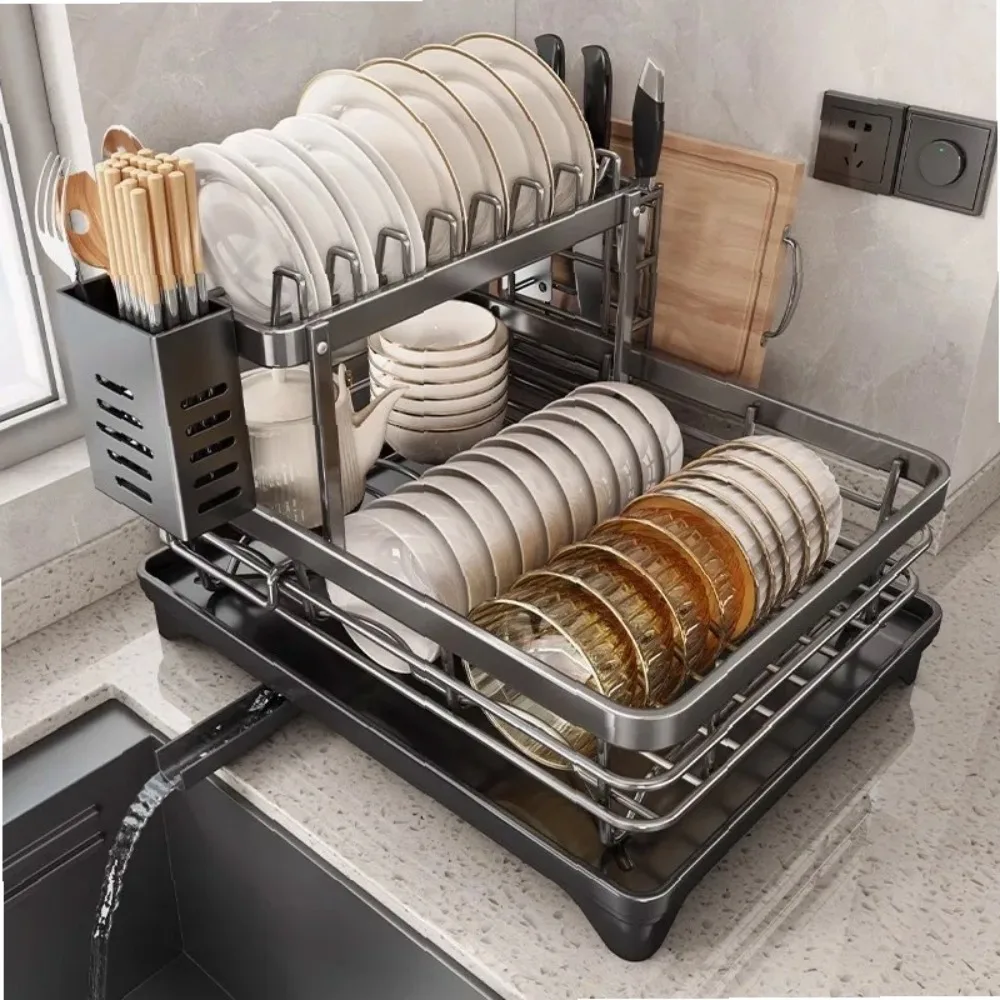 Adjustable Stainless Steel Dish Drying Rack with Drainboard, Over Sink Plate Organizer & Storage
Adjustable Stainless Steel Dish Drying Rack with Drainboard, Over Sink Plate Organizer & Storage