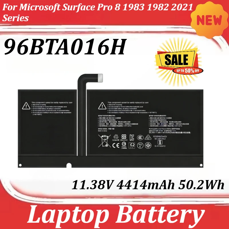 96BTA016H 11.38V 4414mAh 50.2Wh Laptop Battery Replacement For Microsoft Surface Pro 8 1983 1982 2021 Series
96BTA016H 11.38V 4414mAh 50.2Wh Laptop Battery Replacement For Microsoft Surface Pro 8 1983 1982 2021 Series