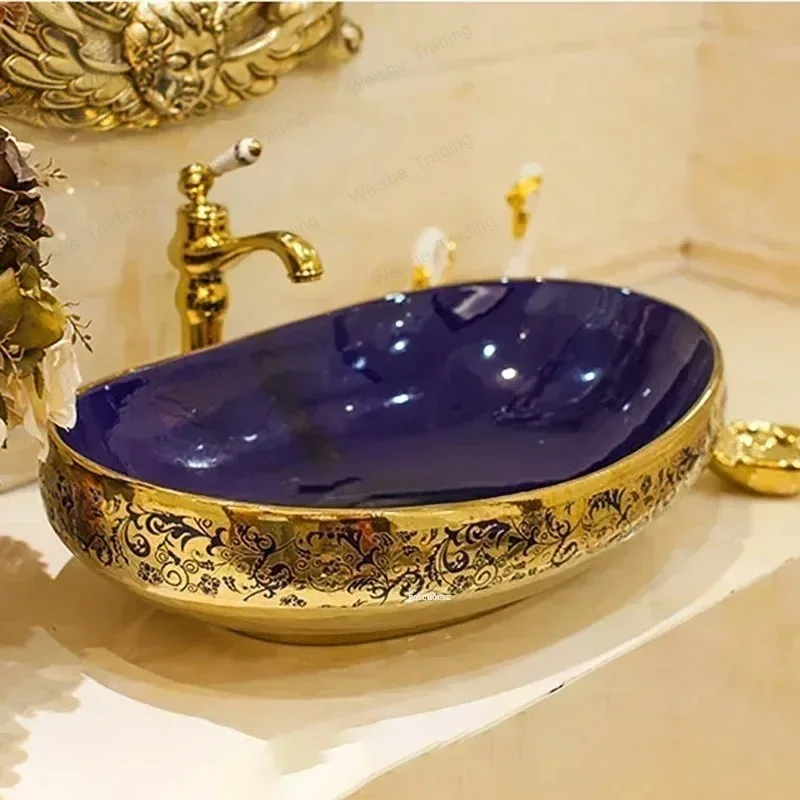 Nordic Home Bathroom Washbasins Creative Oval Bathroom Sinks Above Counter Basin Sink for Kitchen Gold Bathroom Washing Basin D
Nordic Home Bathroom Washbasins Creative Oval Bathroom Sinks Above Counter Basin Sink for Kitchen Gold Bathroom Washing Basin D