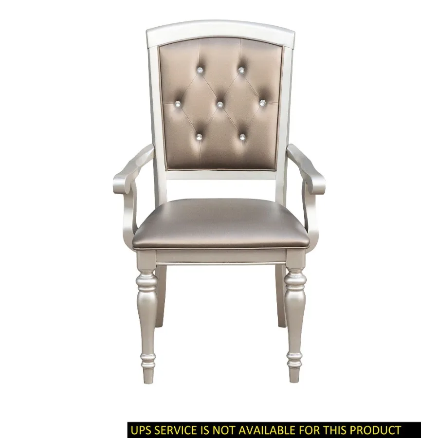 Glamorous Crystal ButtonTufted Set of 2 Arm Chairs Silver Finish Upholstered Seat Back Modern Dining Furniture
Glamorous Crystal ButtonTufted Set of 2 Arm Chairs Silver Finish Upholstered Seat Back Modern Dining Furniture