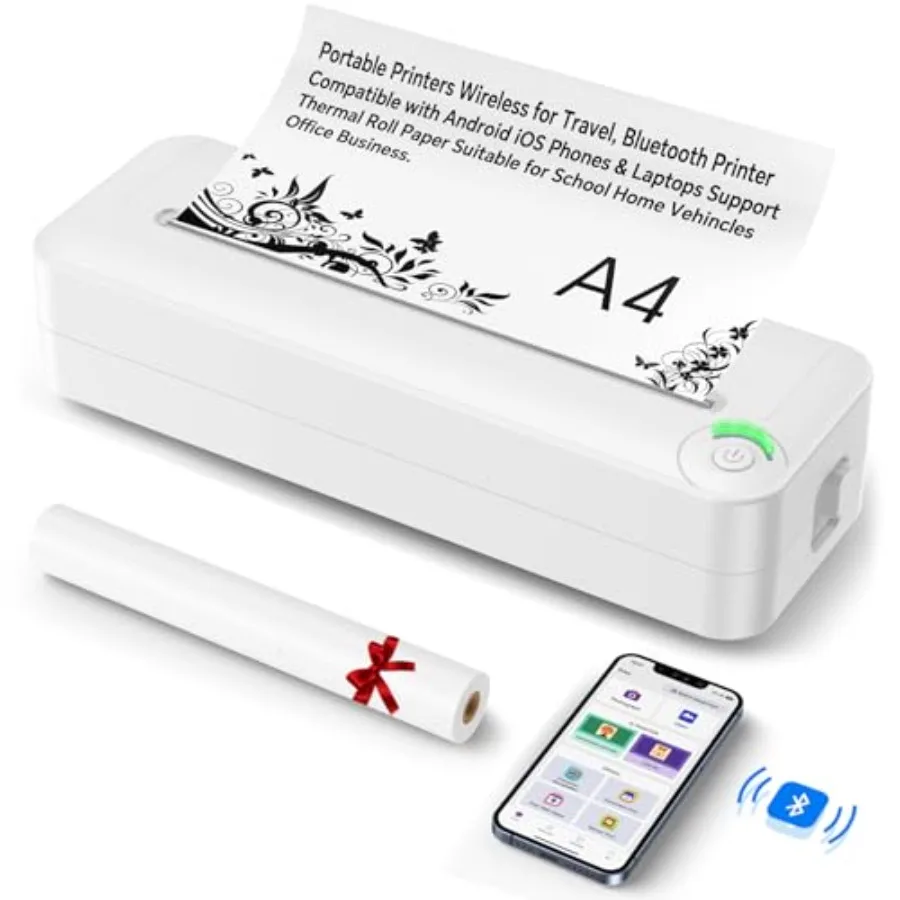 Portable Wireless Thermal Printer Inkless A4 Printer for Travel Home and Office Compatible with Android iOS Laptops 300DPI Comp
Portable Wireless Thermal Printer Inkless A4 Printer for Travel Home and Office Compatible with Android iOS Laptops 300DPI Comp