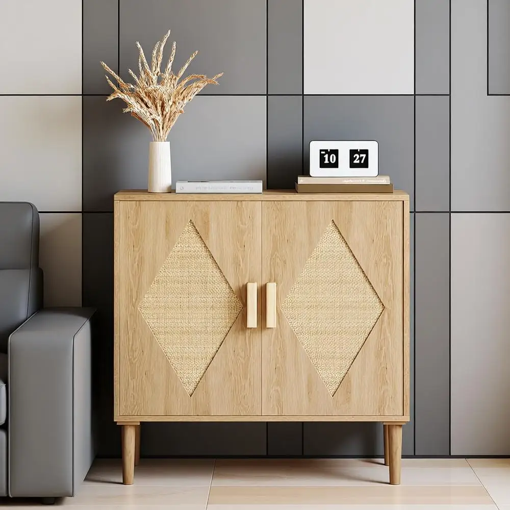 Storage Sideboard Cabinet with Woven Accents for Living, Dining Rooms and Kitchen Organization
Storage Sideboard Cabinet with Woven Accents for Living, Dining Rooms and Kitchen Organization