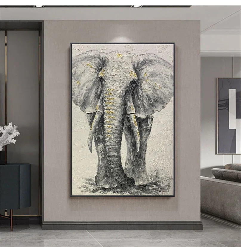 Hand Painted Art Wall Pictures For Home Decor elephant Canvas Oil Painting black white and Gold Foil Picture For Living Room
Hand Painted Art Wall Pictures For Home Decor elephant Canvas Oil Painting black white and Gold Foil Picture For Living Room