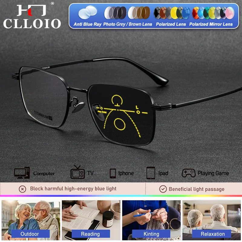 CLLOIO Ultralight Pure Titanium Square Frame Prescription Glasses Business Men High Elasticity Photochromic Progressive Eyeware
CLLOIO Ultralight Pure Titanium Square Frame Prescription Glasses Business Men High Elasticity Photochromic Progressive Eyeware