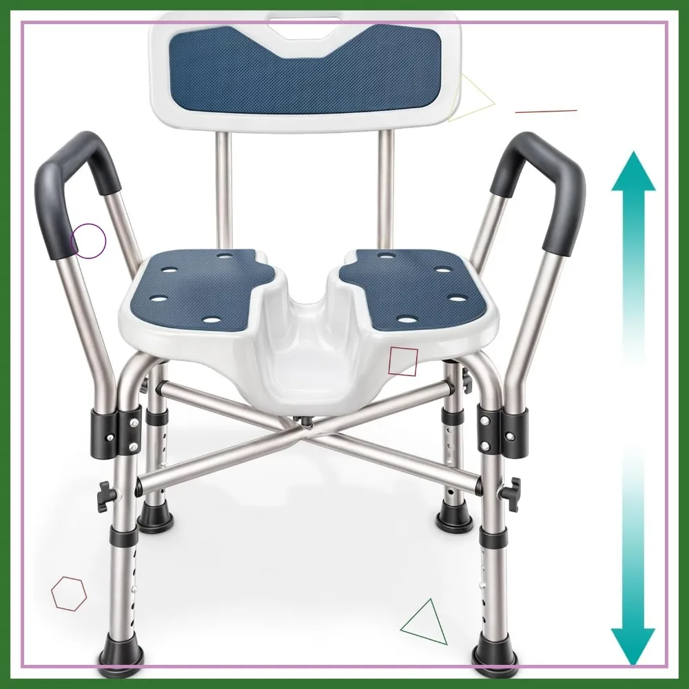 Heavy Duty Shower Chair U-Shape Seat 450lb Capacity - Padded Armrests, Adjustable Height for Elderly, Disabled - Blue
Heavy Duty Shower Chair U-Shape Seat 450lb Capacity - Padded Armrests, Adjustable Height for Elderly, Disabled - Blue