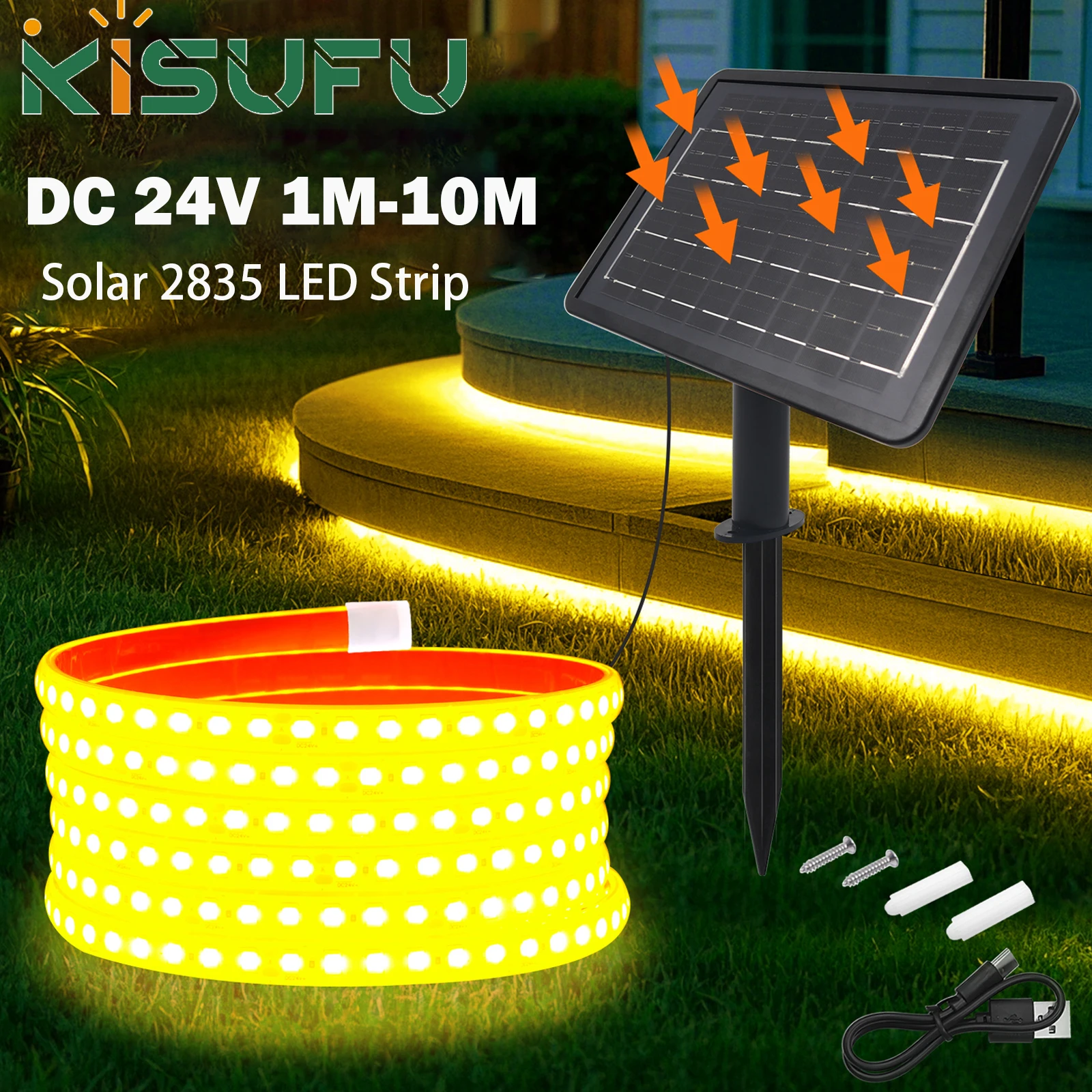 DC24V USB/Solar Powered 2835 LED Strip Light Waterproof 2M 5M 10M Flexible Silicone LED Strip With 1.3W 6W Solar Panels 9 Colors
DC24V USB/Solar Powered 2835 LED Strip Light Waterproof 2M 5M 10M Flexible Silicone LED Strip With 1.3W 6W Solar Panels 9 Colors