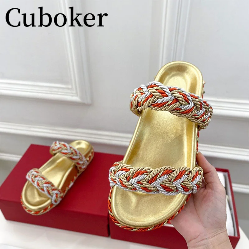 Colorful Braid Flat Slippers Women Round toe Thick Bottom Causal Style Slippers Woman Summer Vacation Beach Shoes Woman Mujer
Colorful Braid Flat Slippers Women Round toe Thick Bottom Causal Style Slippers Woman Summer Vacation Beach Shoes Woman Mujer