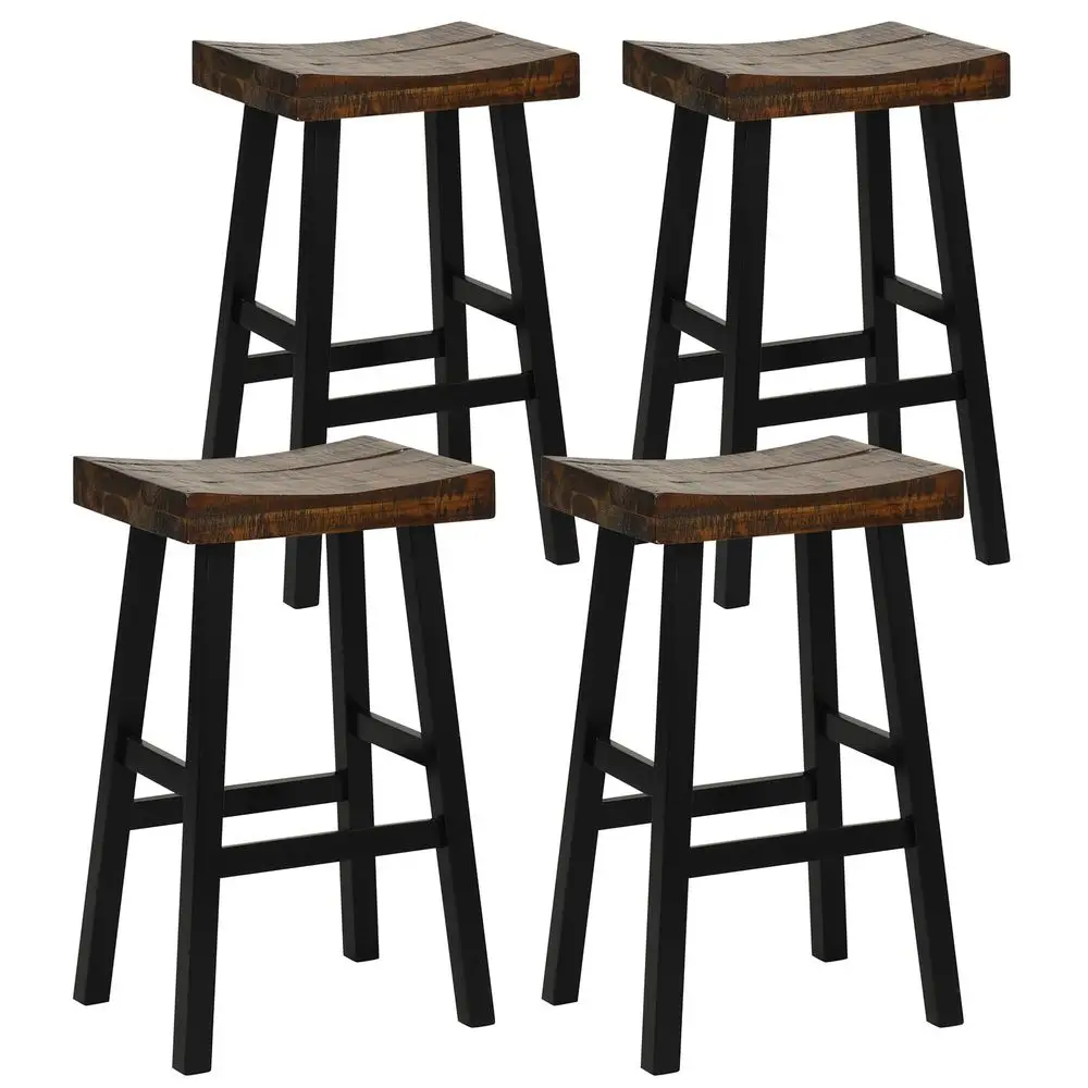 Wooden Saddle Stools Set of 4, 29inch Bar Height Stools with Curved Seat Surface, Rubber Wood, Acacia Wood, Footrests, Kitchen
Wooden Saddle Stools Set of 4, 29inch Bar Height Stools with Curved Seat Surface, Rubber Wood, Acacia Wood, Footrests, Kitchen