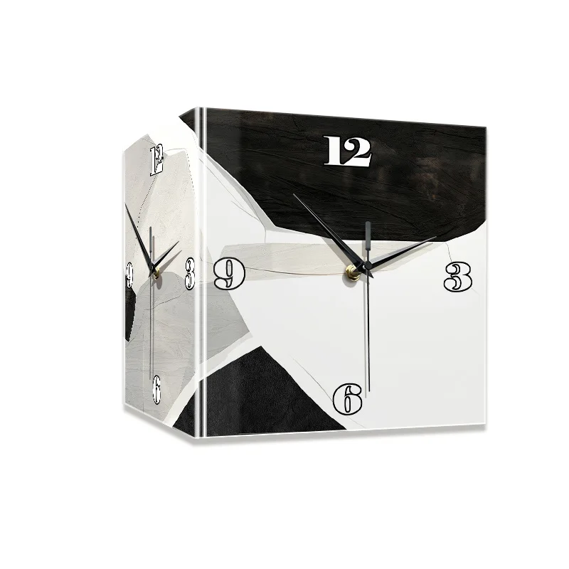 Modern simplicity and abstraction, double-sided corner wall clock in the living room, creative corner clock wall lamp
Modern simplicity and abstraction, double-sided corner wall clock in the living room, creative corner clock wall lamp