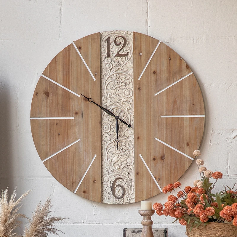 American solid wood wall retro round creative wall hanging clock pendant wall decoration clock living room homestay clock
American solid wood wall retro round creative wall hanging clock pendant wall decoration clock living room homestay clock