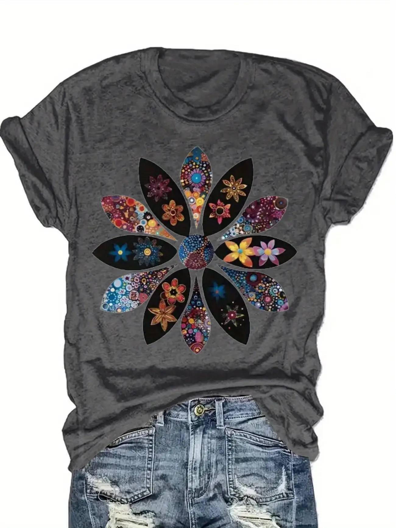Plus size women's short sleeve T-shirt Colorful Floral Pattern Design Art Spring and Summer Must-Haves summer outfits women's
Plus size women's short sleeve T-shirt Colorful Floral Pattern Design Art Spring and Summer Must-Haves summer outfits women's