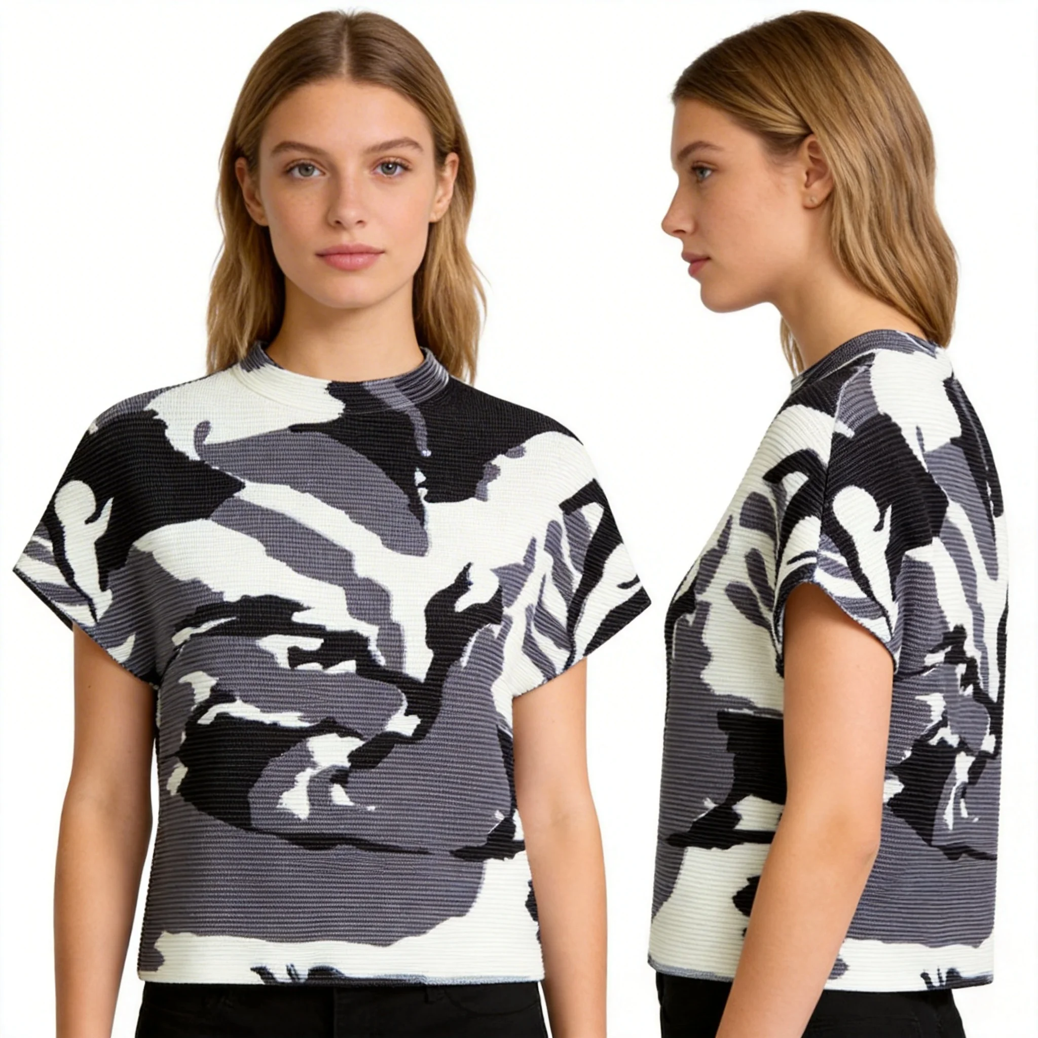 Miyake Style High-end Corn Grain Pleated Printed T-shirt for Women High Elastic Slim Fit Versatile Stand-up Collar Top for Women
Miyake Style High-end Corn Grain Pleated Printed T-shirt for Women High Elastic Slim Fit Versatile Stand-up Collar Top for Women