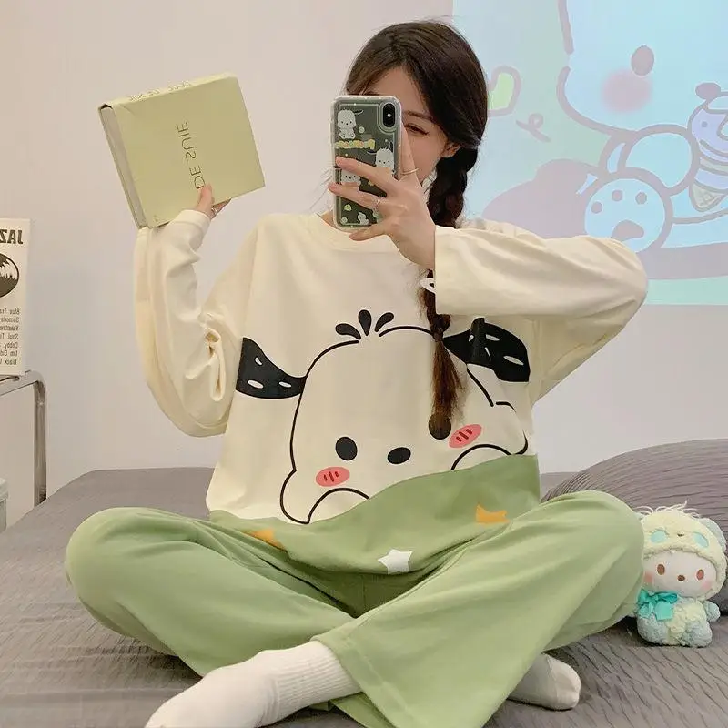 Kawaii Sanrio Hello Kitty, хлопковая толстовка, пижама Pochacco, футболка для девочек, милый свободный повседневный комплект домашней одежды с героями мультфильмов для пар
Kawaii Sanrio Hello Kitty, хлопковая толстовка, пижама Pochacco, футболка для девочек, милый свободный повседневный комплект домашней одежды с героями мультфильмов для пар