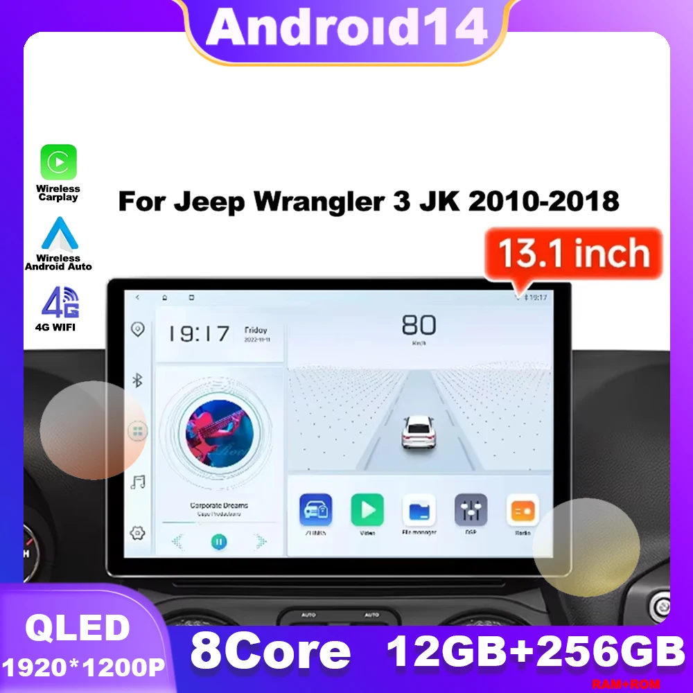 13,3 для Jeep Wrangler 3 JK 2010-2018 беспроводной Carplay автомобильный радиоприемник мультимедийный видеоплеер навигация GPS QLED экран выбораoid14
13,3 для Jeep Wrangler 3 JK 2010-2018 беспроводной Carplay автомобильный радиоприемник мультимедийный видеоплеер навигация GPS QLED экран выбораoid14