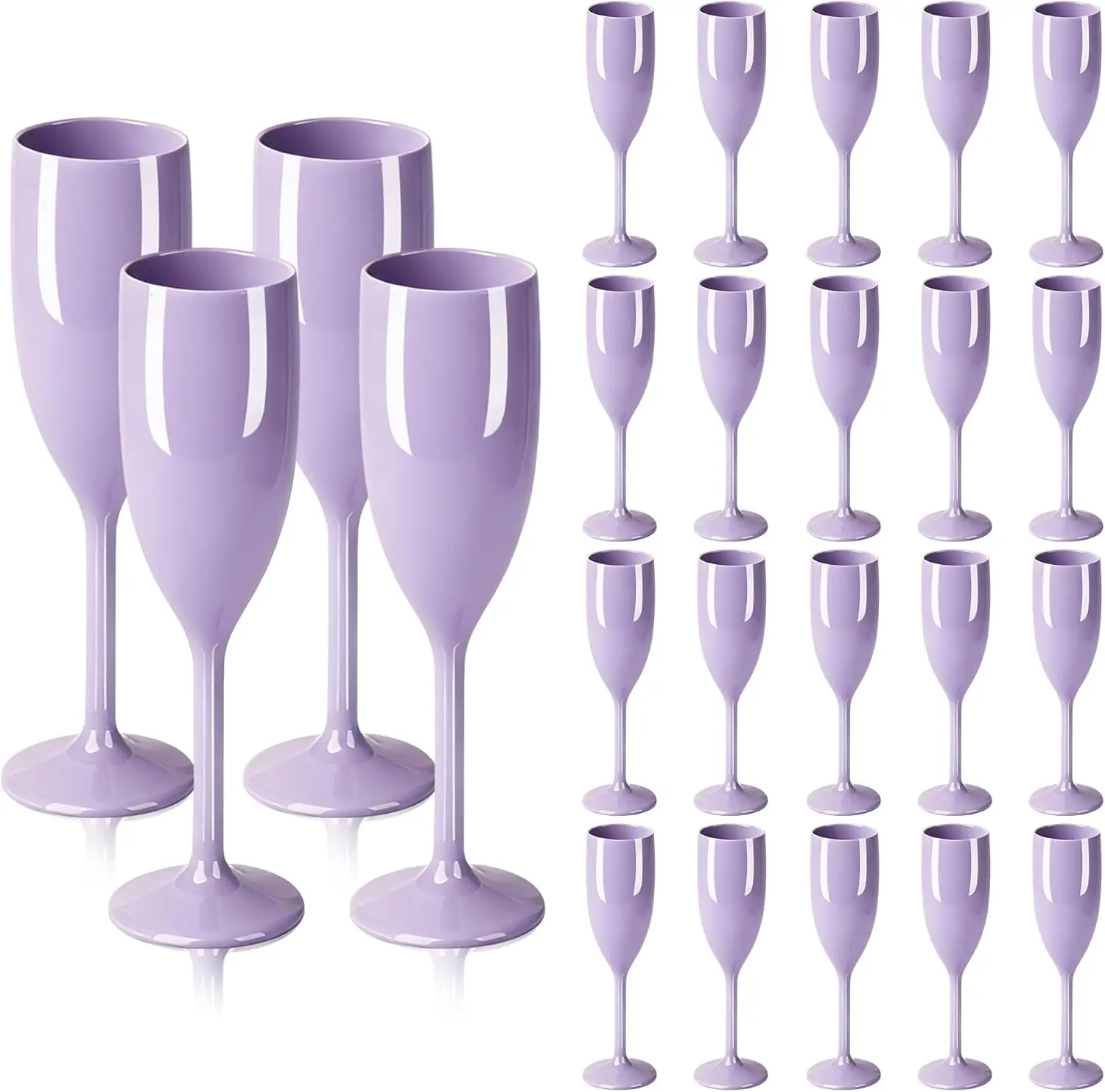 24pcs Light Purple Acrylic Champagne Flutes, Shatterproof Plastic Goblets for Wedding Toasting & Celebrations
24pcs Light Purple Acrylic Champagne Flutes, Shatterproof Plastic Goblets for Wedding Toasting & Celebrations