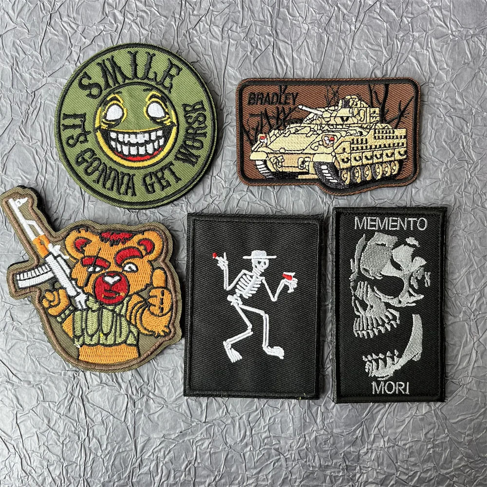 Dance Skull Embroidery on Clothes Memento Mori Hook and Loop Patches Backpack Tactical Equipment Military Articles Morale Badge
Dance Skull Embroidery on Clothes Memento Mori Hook and Loop Patches Backpack Tactical Equipment Military Articles Morale Badge