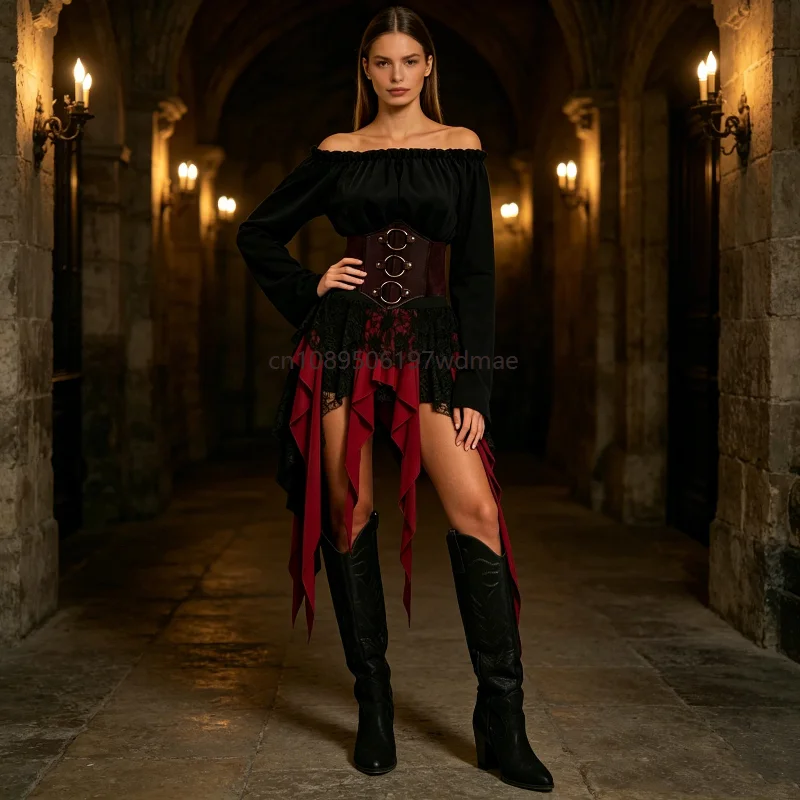 Women Pirate Cosplay Medieval Retro Costume Halloween Stage Performance Costume Festival Party Role Play Gothic Dress Up
Women Pirate Cosplay Medieval Retro Costume Halloween Stage Performance Costume Festival Party Role Play Gothic Dress Up