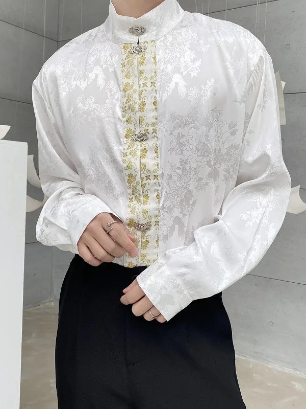 New Spring Chinese Style Long Sleeve Shirt Men's Stand Collar Embroidered Satin Fabric Metal Button Loose Fit Youth Fashion
New Spring Chinese Style Long Sleeve Shirt Men's Stand Collar Embroidered Satin Fabric Metal Button Loose Fit Youth Fashion