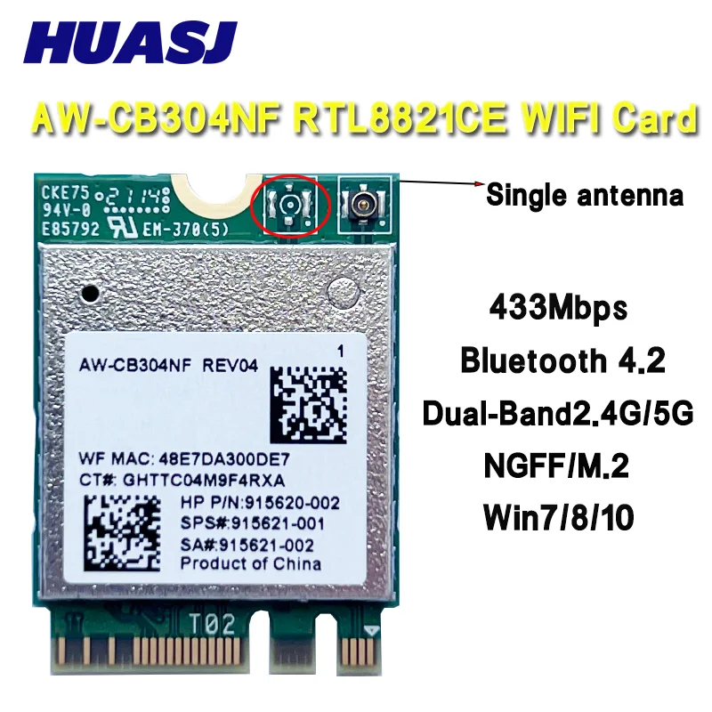 AW-CB304N RTL8821CE 802.11ACWiFi BT 4.2 Комбинированная карта адаптера Беспроводная сетевая карта подходит 2,4G + 5G BT4.2 433M 802.11AC WIFI Card
AW-CB304N RTL8821CE 802.11ACWiFi BT 4.2 Комбинированная карта адаптера Беспроводная сетевая карта подходит 2,4G + 5G BT4.2 433M 802.11AC WIFI Card