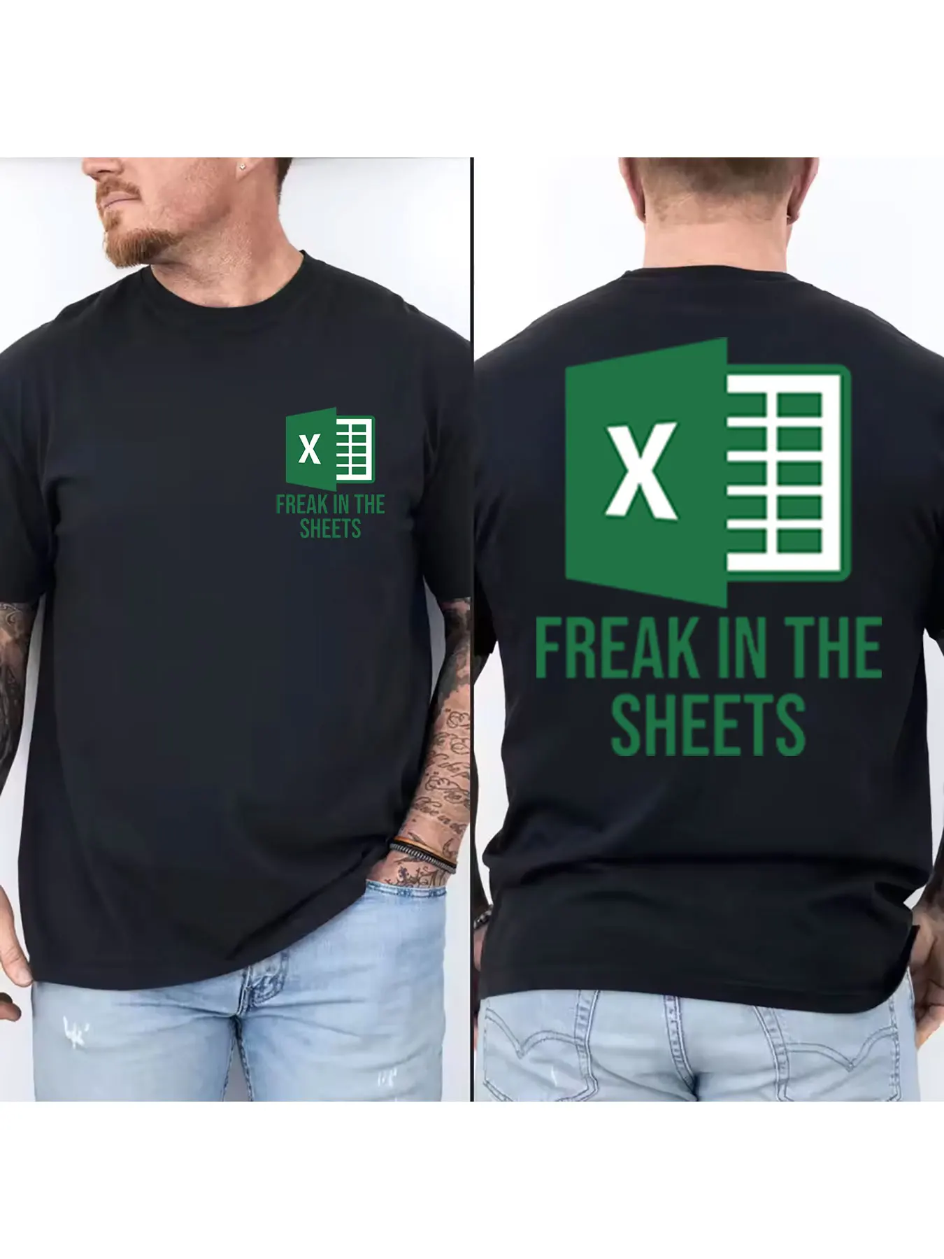 Men's Cotton T-Shirt "Freak In The Sheets" Excel Themed Graphic Tee, Casual Loose Fit Short Sleeve Top for Office Workers, Data
Men's Cotton T-Shirt "Freak In The Sheets" Excel Themed Graphic Tee, Casual Loose Fit Short Sleeve Top for Office Workers, Data