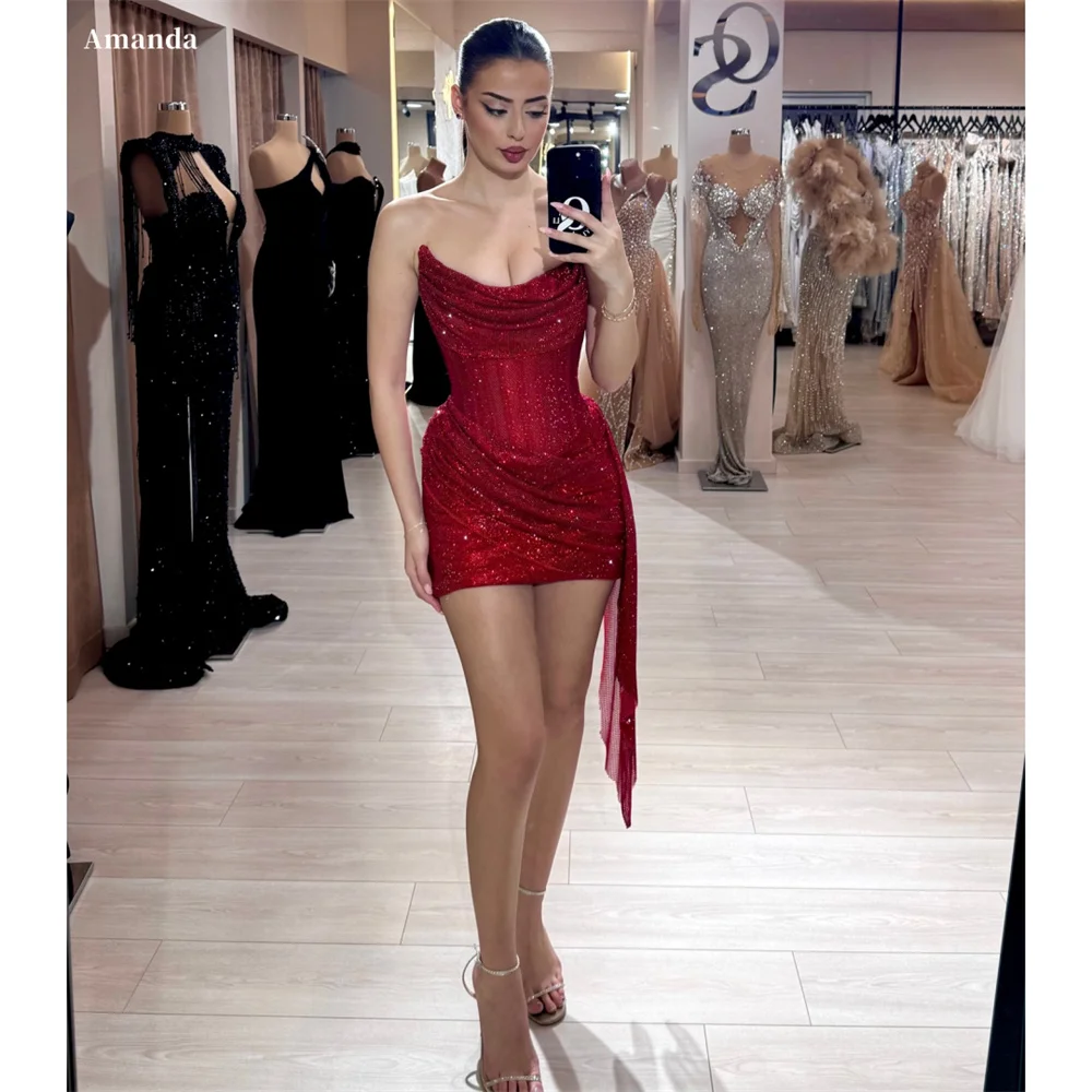 Amanda Customized Burgundy Strapless Mini Prom Dresses Glitter Detachable Sleeves vestidos de noche Sexy Sheath Evening Dress
Amanda Customized Burgundy Strapless Mini Prom Dresses Glitter Detachable Sleeves vestidos de noche Sexy Sheath Evening Dress